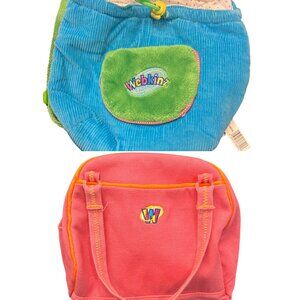 GANZ WEBKINZ Plush Pink Pet Carrier Purse & Blue Pet Carrier Backpack